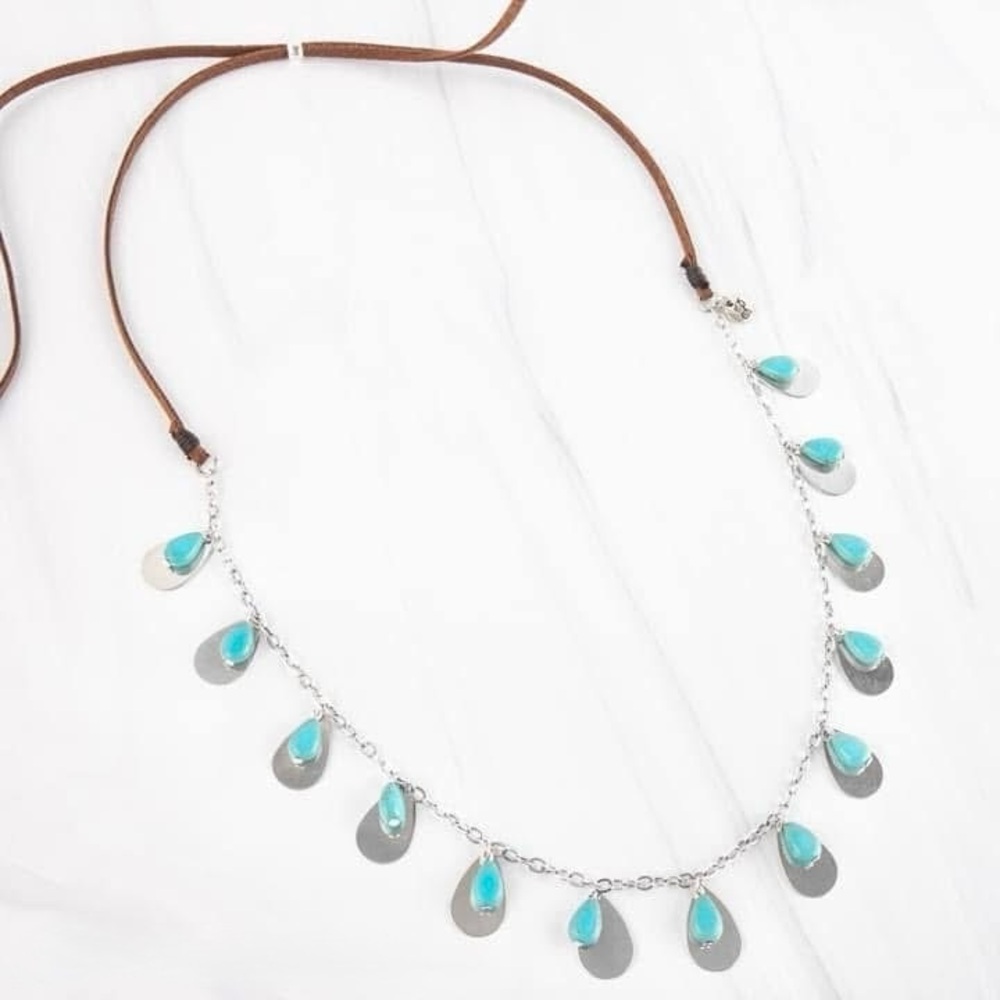 🆕 Isa Turquoise Silver Boho Necklace